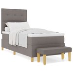 Lit Box Spring vidaXL avec Matelas & Banc Taupe 90x190 cm Tissu