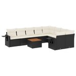 vidaXL Salon de jardin 10 Pièces avec coussins noir résine tressée