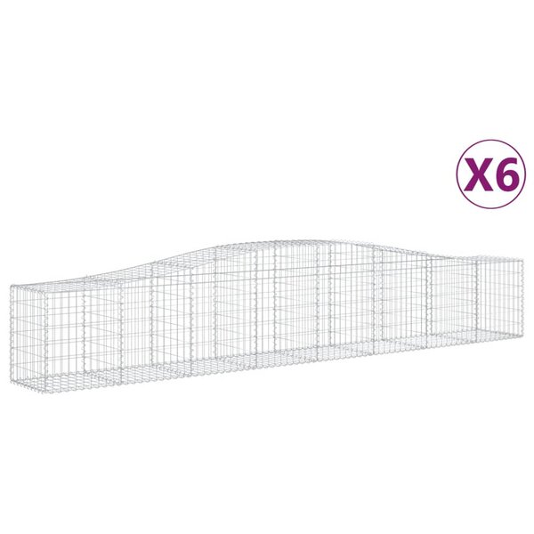 vidaXL Paniers à gabions arqués 6 Pièces 400x50x60/80 cm Fer galvanisé
