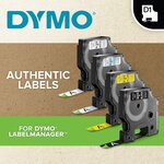 DYMO cassette ruban D1 12mm x 7m Noir/Blanc (compatible avec les LabelManager et les LabelWriter Duo)