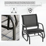 Fauteuil à bascule de jardin rocking chair design contemporain métal textilène noir