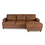 Canapé d'angle droit 4 places contemporain - Tissu marron vintage 215 x 140 x Hauteur 86 cm