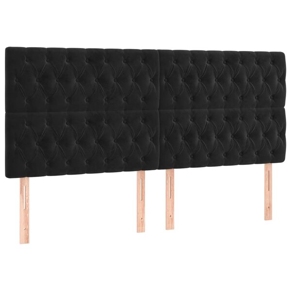 vidaXL Têtes de lit 4 Pièces Noir 90x7x78/88 cm Velours