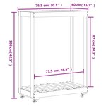 vidaXL Porte-bûches avec roulettes blanc 76 5x40x108cm bois massif pin