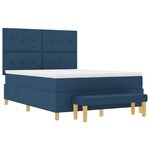 Lit à sommier tapissier avec matelas et banc bleu 160x200 cm en tissu