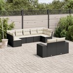 vidaXL Salon de jardin 9 Pièces avec coussins noir résine tressée