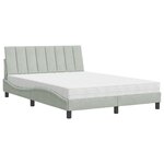 vidaXL Lit avec matelas gris clair 140x190 cm velours