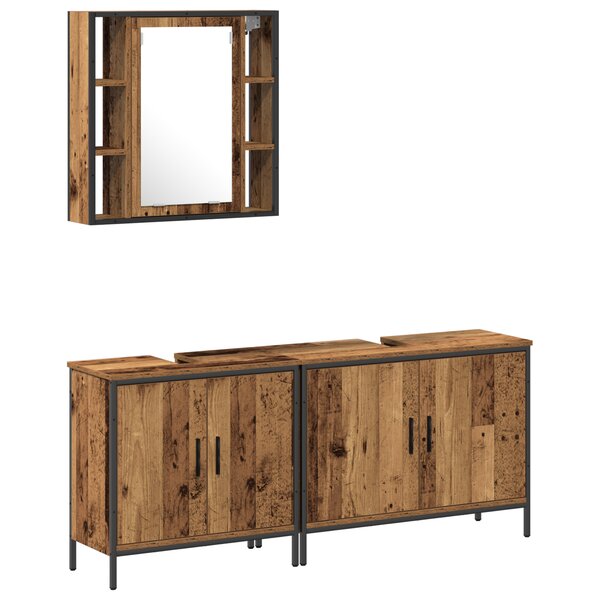 vidaXL Ensemble de meubles de salle de bain 3 pièces en bois ancien