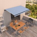 vidaXL Auvent rétractable automatique 450x350 cm Bleu et blanc