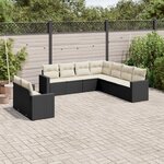 vidaXL Salon de jardin 9 Pièces avec coussins noir résine tressée
