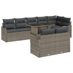 Set de Canapé de Jardin 9 pièces vidaXL avec Coussins en Rattan Poly Gris