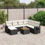 vidaXL Salon de jardin 8 Pièces avec coussins noir résine tressée
