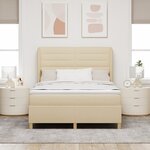 Lit à ressorts vidaXL avec matelas Crème 140x200 cm Tissu