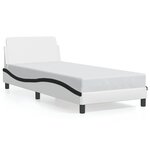 vidaXL Cadre de lit sans matelas blanc et noir 90x190 cm similicuir