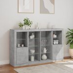 vidaXL Buffets avec lumières LED 3 Pièces gris béton bois d'ingénierie