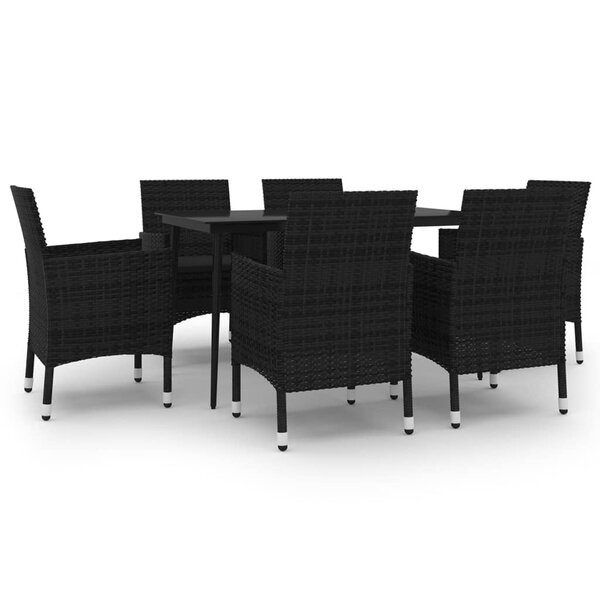 vidaXL Mobilier à dîner de jardin coussins 7 Pièces Résine tressée Verre