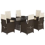 vidaXL Ensemble à manger de jardin et coussins 7 Pièces marron rotin
