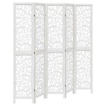 vidaXL Cloison de séparation 5 panneaux blanc bois de paulownia massif
