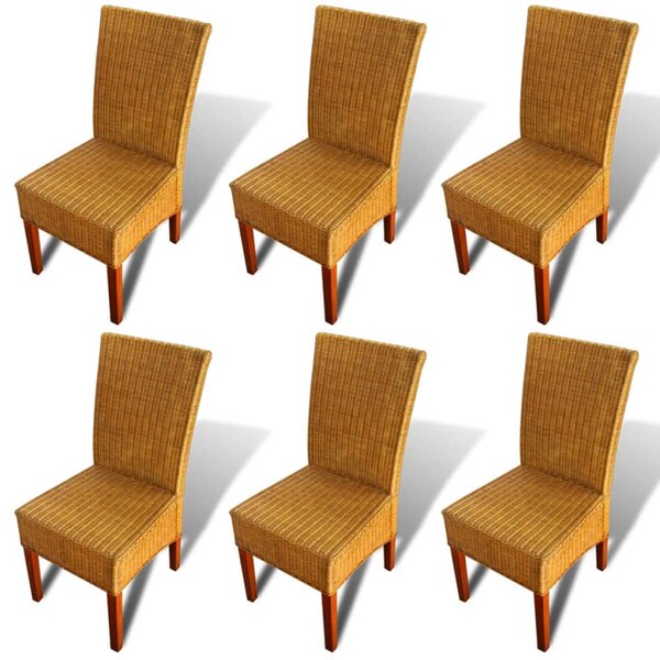 vidaXL Chaises à manger lot de 6 marron rotin naturel
