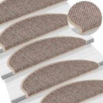 vidaXL Tapis d'escalier autocollants 15 Pièces 65x21x4 cm Beige foncé