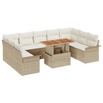 vidaXL Ensemble de repas de jardin 10 pièces avec coussins Beige Rotin Acacia