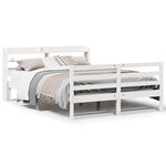 vidaXL Cadre de lit avec tête de lit blanc 140x200 cm bois pin massif