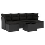 vidaXL Salon de jardin 7 Pièces avec coussins noir résine tressée