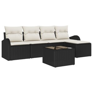 Ensemble de Canapé de Jardin de 5 Pièces avec Coussins en Poly Rattan Marron