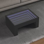 vidaXL Table basse avec LED infini noir 70x50x30 cm
