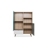 Buffet haut - chêne Sonoma  blanc  gris et bleu - 103 x 40 x 139 cm