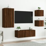 vidaXL Unités murales TV avec LED 5 Pièces chêne marron bois d'ingénierie