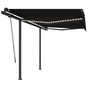 vidaXL Auvent manuel rétractable avec LED 3 5x2 5 m Anthracite