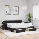 vidaXL Lit de jour avec gigogne et tiroirs noir 90x200 cm velours