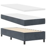 vidaXL Lit à ressort avec matelas et LED Gris foncé 80x200 cm Velours