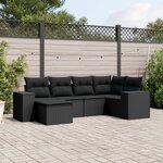 vidaXL Salon de jardin 6 Pièces avec coussins noir résine tressée