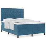 vidaXL Lit Box Spring avec Matelas Bleu Foncé 160x200 cm Velours