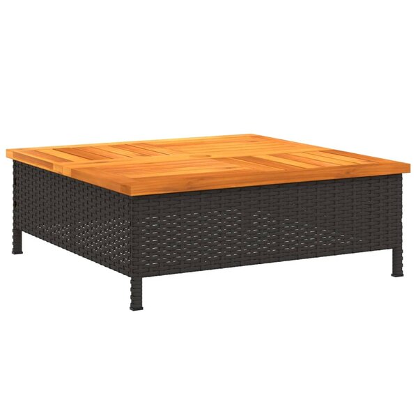 vidaXL Couvercle de base de parasol noir 70x70x25 cm résine tressée et acacia
