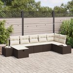 vidaXL Ensemble de canapé de jardin 7 pièces avec coussins en rotin poly marron