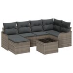 Ensemble de canapé de jardin 6 pièces avec coussins en rotin poly noir