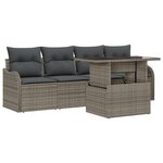 Canapé de Jardin de 5 Pièces avec Coussins Rattan PE Gris