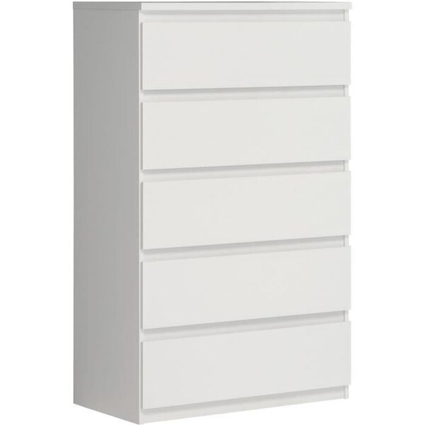 Commode CHELSEA 5 tiroirs - 77 2 cm - blanc mat