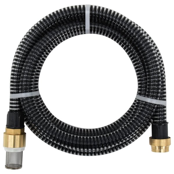 vidaXL Tuyau d'aspiration avec raccords en laiton noir 1 1" 25 m PVC