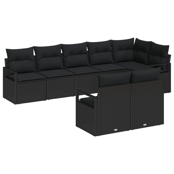 Ensemble de canapés de jardin vidaXL 8 pièces avec coussins Rattan Noir