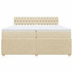 vidaXL Sommier à lattes de lit avec matelas Crème 200x200 cm Tissu