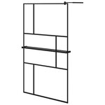 vidaXL Paroi de douche avec étagère Noir 115x195cm Verre ESG&Aluminium