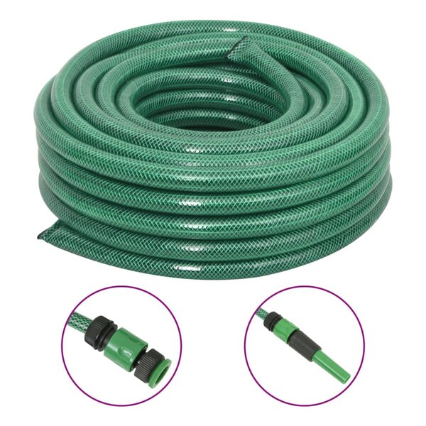 vidaXL Tuyau d'arrosage avec jeu de raccords vert 0 75" 20 m PVC