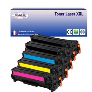 T3AZUR - Lot de 5 Toners compatibles avec Canon 045H pour Canon LBP-611Cn  LBP-613Cdw  LBP-621Cw  LBP-623Cdw (Noir+Couleur)