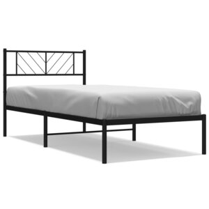 vidaXL Cadre de lit métal avec tête de lit noir 80x200 cm