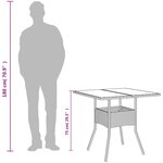 vidaXL Table de jardin dessus en verre noir 80x80x75 cm résine tressée