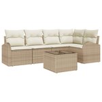 vidaXL Set de Canapés de Jardin en 6 pièces avec Coussins Marron Poly Rattan
